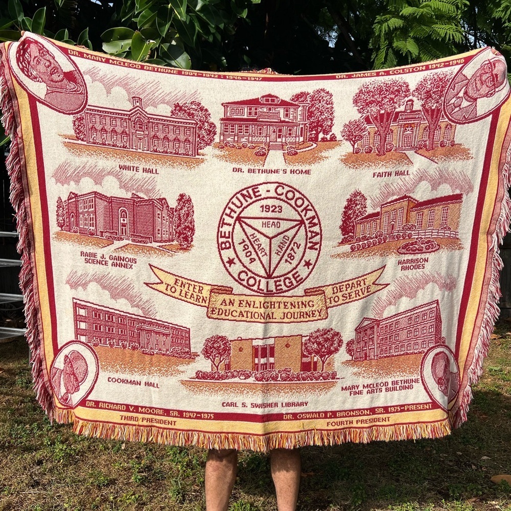 Vintage Bethune-Cookman College Woven Throw Blanket – Historic Campus Buildings